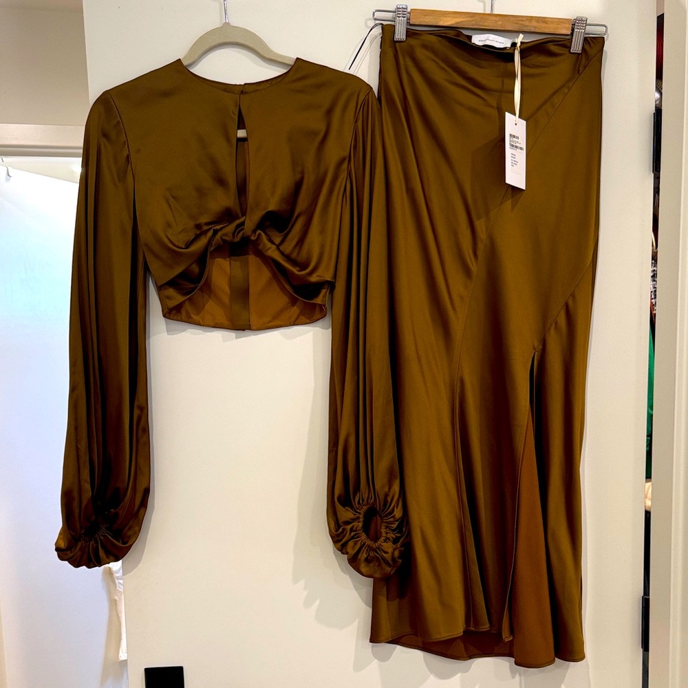 Significant other Elegant Brown Satin set